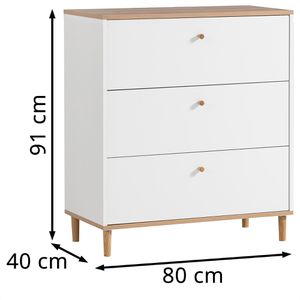 Produktbild für Kommode Schildmeyer Hilda, 701993, mattweiß / artisaneiche