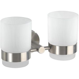 Produktbild für Zahnputzbecher Wenko Duo Bosio 19638100, aus satiniertem Glas
