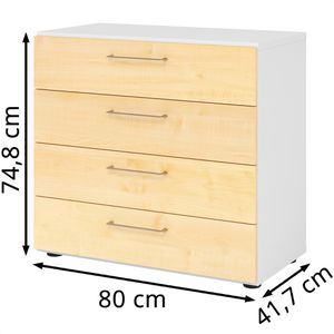 Produktbild für Kommode Hammerbacher 928S4, ahorn / weiß