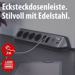 Produktbild für Tischsteckdose Brennenstuhl estilo, mit 2 m Schuko Kabel