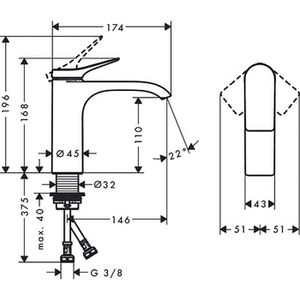 Produktbild für Waschtischarmatur hansgrohe Vivenis 110, 75022000, verchromt