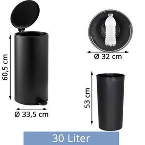 Produktbild für Mülleimer hJh-OFFICE CLEAN STEP 2, schwarz
