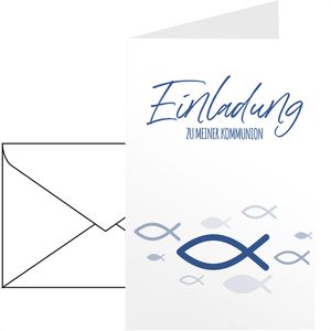 Einladungskarten itenga 33105932, Blau, für Kommunion