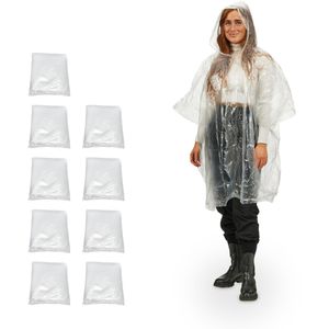 Regenponcho Relaxdays Länge 95 cm, Einweg, 10 Stück