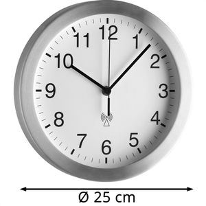 Produktbild für Wanduhr TFA 98.1091.02, Aluminium, analog, Funkuhr