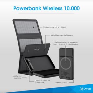 Produktbild für Powerbank XLayer 220150 mit Solar Panel, 10000mAh