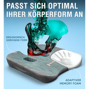 Produktbild für Orthopädisches-Sitzkissen Healthfix Auto-Sitzkissen, grau