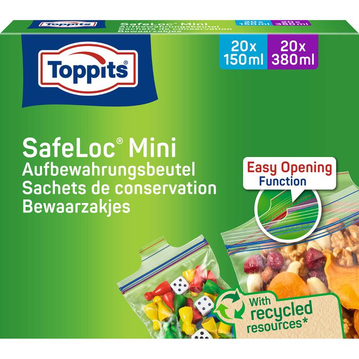 Toppits SafeLoc Gefrierbeutel 8 Liter, 6 Stück – Doppelverschluss, Standboden, Extra Reißfest Für Langanhaltende Frische