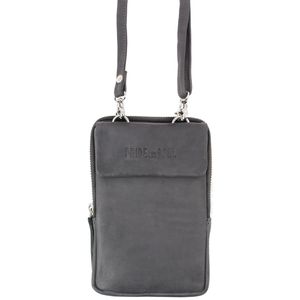 PrideundSoul Handytasche Loris 47265, für Handys bis 8 Zoll, grau, Echt Leder