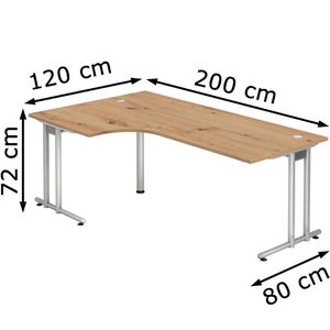 Produktbild für Schreibtisch Hammerbacher N-Serie, asteiche / silber