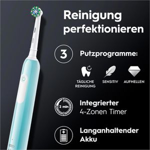 1 Böttcher Pro mit blue, Elektrische-Zahnbürste – AG Oral-B Series Action, 3 Aufsteckbürste 1, Putzmodi, Cross