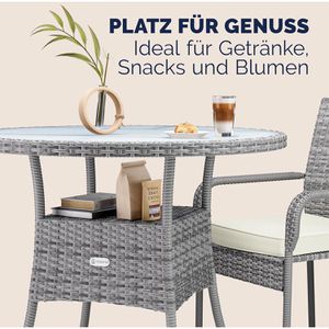 Produktbild für Gartentisch CASARIA 109729, grau, UV-beständig, rund