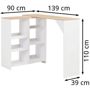 Produktbild für Bartisch vidaXL 280225, natur / weiß