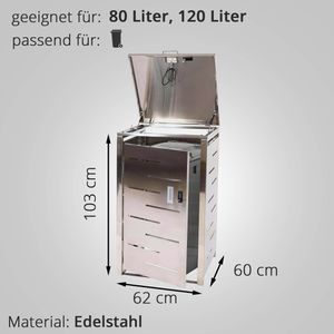 Produktbild für Mülltonnenbox Mendler HWC-E83, Edelstahl