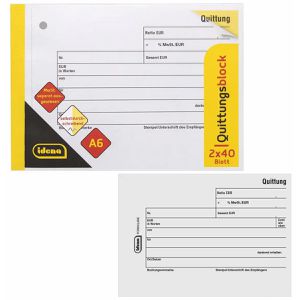 Produktbild für Quittungsblock Idena 10849, MwSt. separat