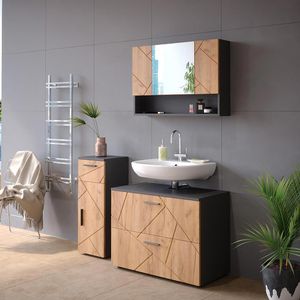 Produktbild für Spiegelschrank Vicco Irma, eiche / anthrazit