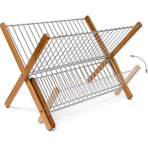 Produktbild für Abtropfgestell Relaxdays Cross Bambus-Metall