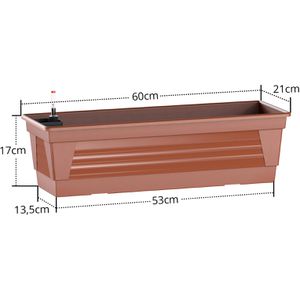 Produktbild für Blumenkasten Plastard Milano 60, terrakotta