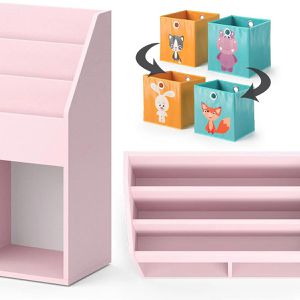 Produktbild für Bücherregal Vicco Luigi, rosa, mit 2 Faltboxen
