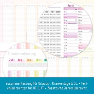 Produktbild für Urlaubsplaner Häfft 10026-0, Rainbow, Jahr 2026
