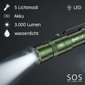 Produktbild für Taschenlampe Wuben L3 grün, LED, aufladbar