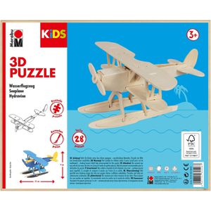 Marabu Bastelset Kids 3D Puzzle Wasserflugzeug, 28 Teile, ca. 21 x 9cm, Holz, ab 3 Jahre