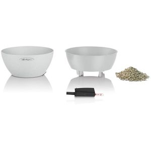 Produktbild für Übertopf Lechuza CUBETO Stone 30, quarzweiß, Ø 30 x 14 cm