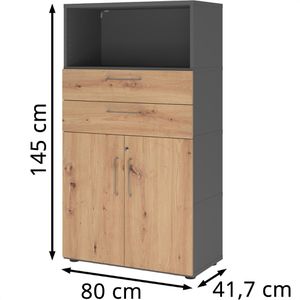 Produktbild für Kombischrank Hammerbacher FW48K2KG, asteiche / graphit