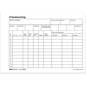 Produktbild für Urlaubsantrag RNK 2914, A6 quer