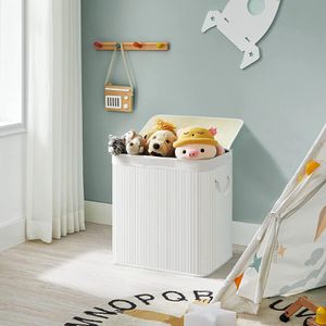 Produktbild für Wäschekorb Songmics LCB091W01, weiß, mit 3 Fächern