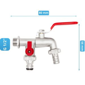 Produktbild für Auslaufventil Variosan 11282, Hebelgriff rot, aus Messing