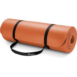 Produktbild für Yogamatte Tresko mit Tragegurt, orange, 1 cm stark