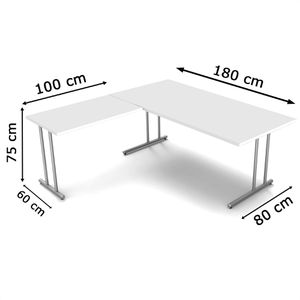Produktbild für Schreibtisch Kerkmann start up 4366, weiß / silber