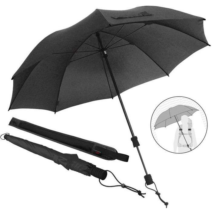 Regenschirm 76 114cm, Euroschirm – Swing schwarz, - Trekkingschirm, 110cm handsfree, Ø manuell, AG Länge Böttcher