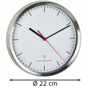 Produktbild für Wanduhr TFA 60.3530, Edelstahl, analog, Funkuhr