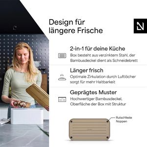 Produktbild für Brotkasten LARS-NYSØM Glaede Taupe brown, Stahl / Bambus