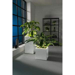Produktbild für Übertopf Lechuza CANTO Premium 40 LED high, grau, 40x76x40 cm