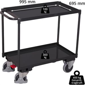 Produktbild für Tischwagen VARIOfit sw-700.510/AG, aus Metall