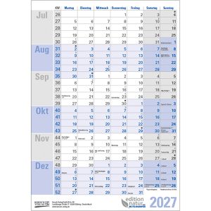 Produktbild für Tafelkalender Korsch 259627, blau, im Hochformat