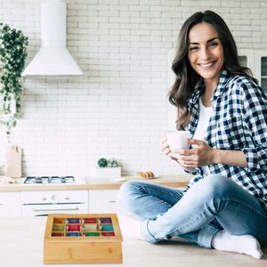 Produktbild für Teebox Relaxdays 10032112, für Teebeutel, natur, aus Bambus