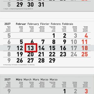 Produktbild für 3-Monatskalender Brunnen 1070213807, grau, mit Ferienübersicht