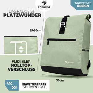 Produktbild für Gepäckträgertasche Radgeist RG-BPD-MI-36, grün, 20 Liter