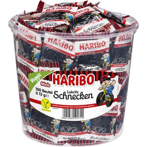 Produktbild für Lakritz Haribo Lakritzschnecken, 100 Minibeutel