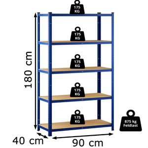Produktbild für Schwerlastregal Monzana 106178-1, 5 Holzböden