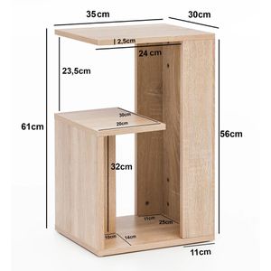Produktbild für Beistelltisch Wohnling WL5.697, sonoma eiche, aus Holz