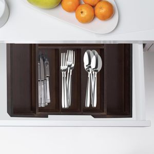 Produktbild für Besteckkasten Relaxdays 10023245, dunkelbraun, aus Bambus