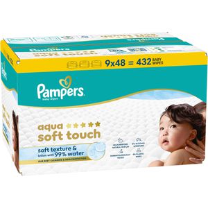Produktbild für Feuchttücher Pampers Aqua Soft Touch, 432 Tücher