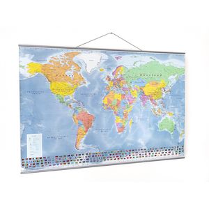Weltkarte GeoMetro Deutsch, mit Metallleisten