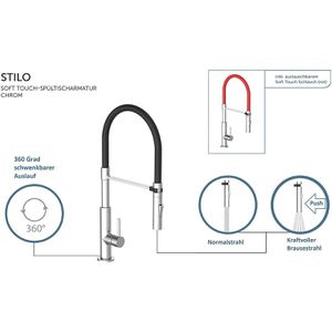 Produktbild für Küchenarmatur Schütte Stilo, chrom / schwarz