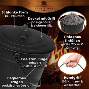 Produktbild für Ascheeimer Black-Oak Etna, schwarz, mit Deckel